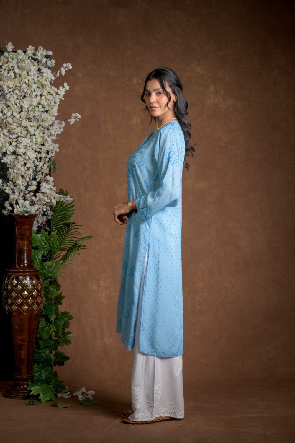 Gurbani Elegance - Blue Long Cotton Kurti