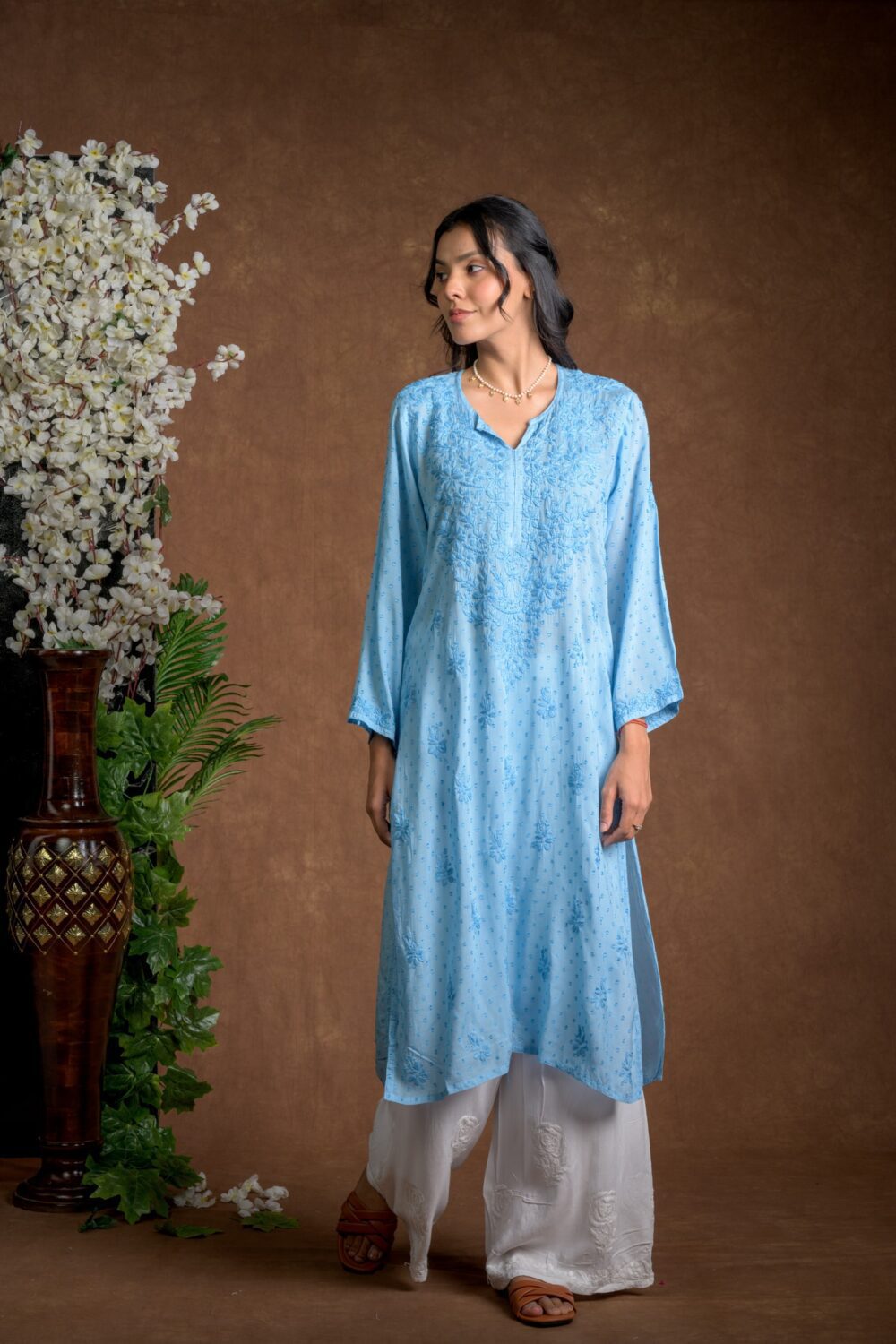 Gurbani Elegance - Blue Long Cotton Kurti