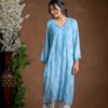 Gurbani Elegance - Blue Long Cotton Kurti