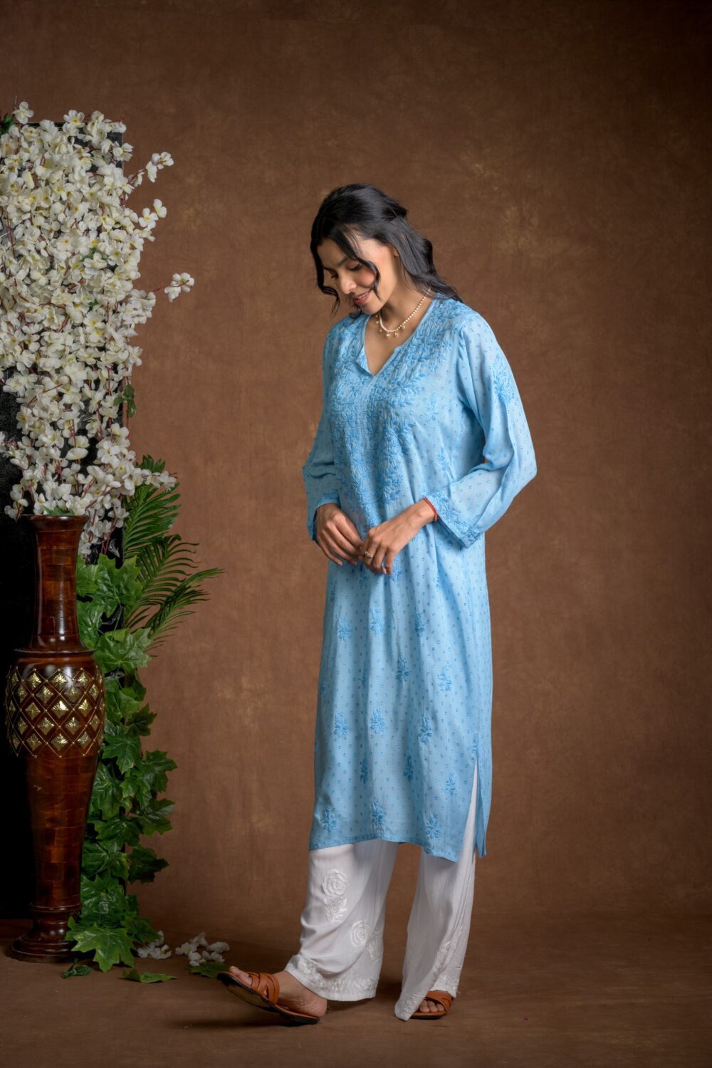 Gurbani Elegance - Blue Long Cotton Kurti