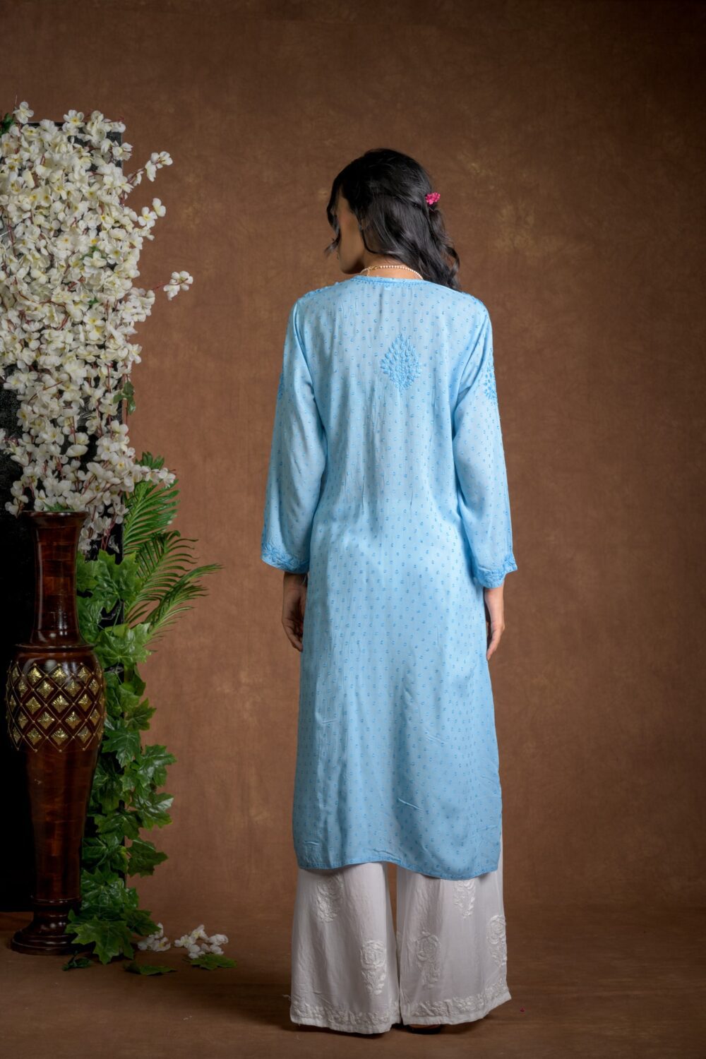 Gurbani Elegance - Blue Long Cotton Kurti