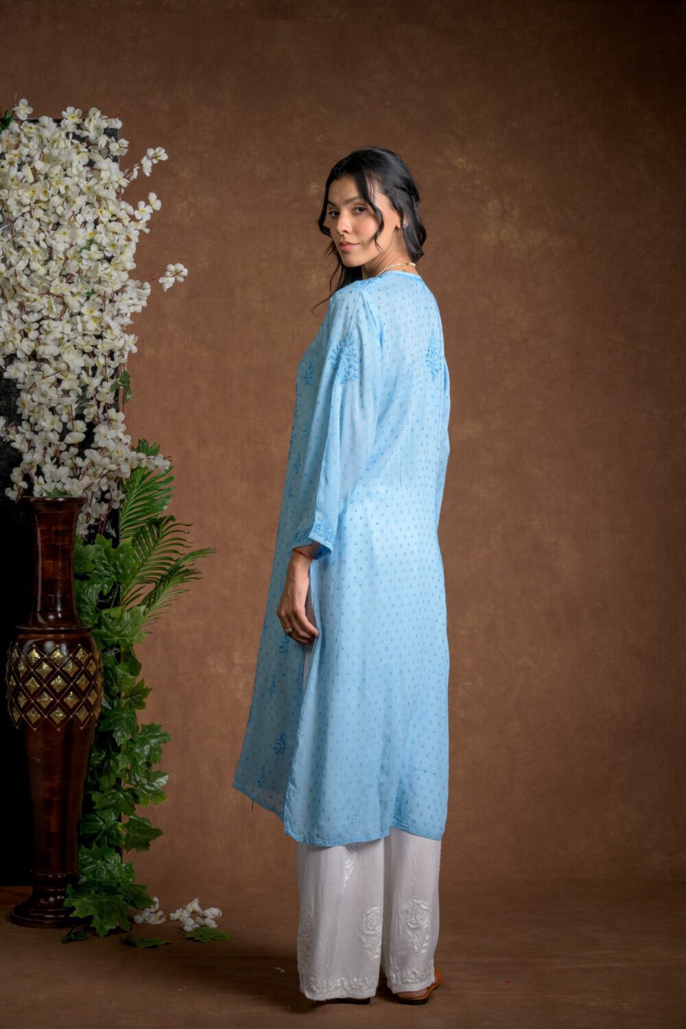 Gurbani Elegance - Blue Long Cotton Kurti