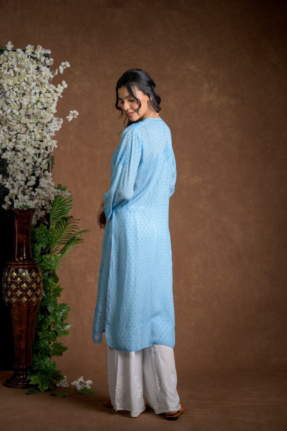 Gurbani Elegance - Blue Long Cotton Kurti