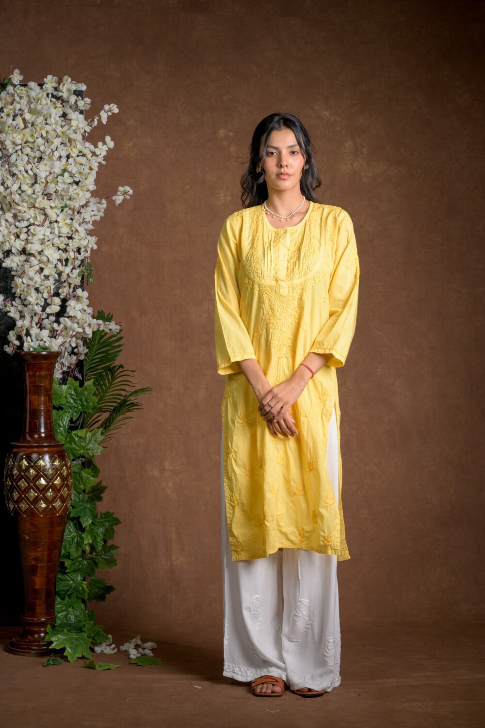 Gurbani Elegance - Yellow Long Cotton Kurti