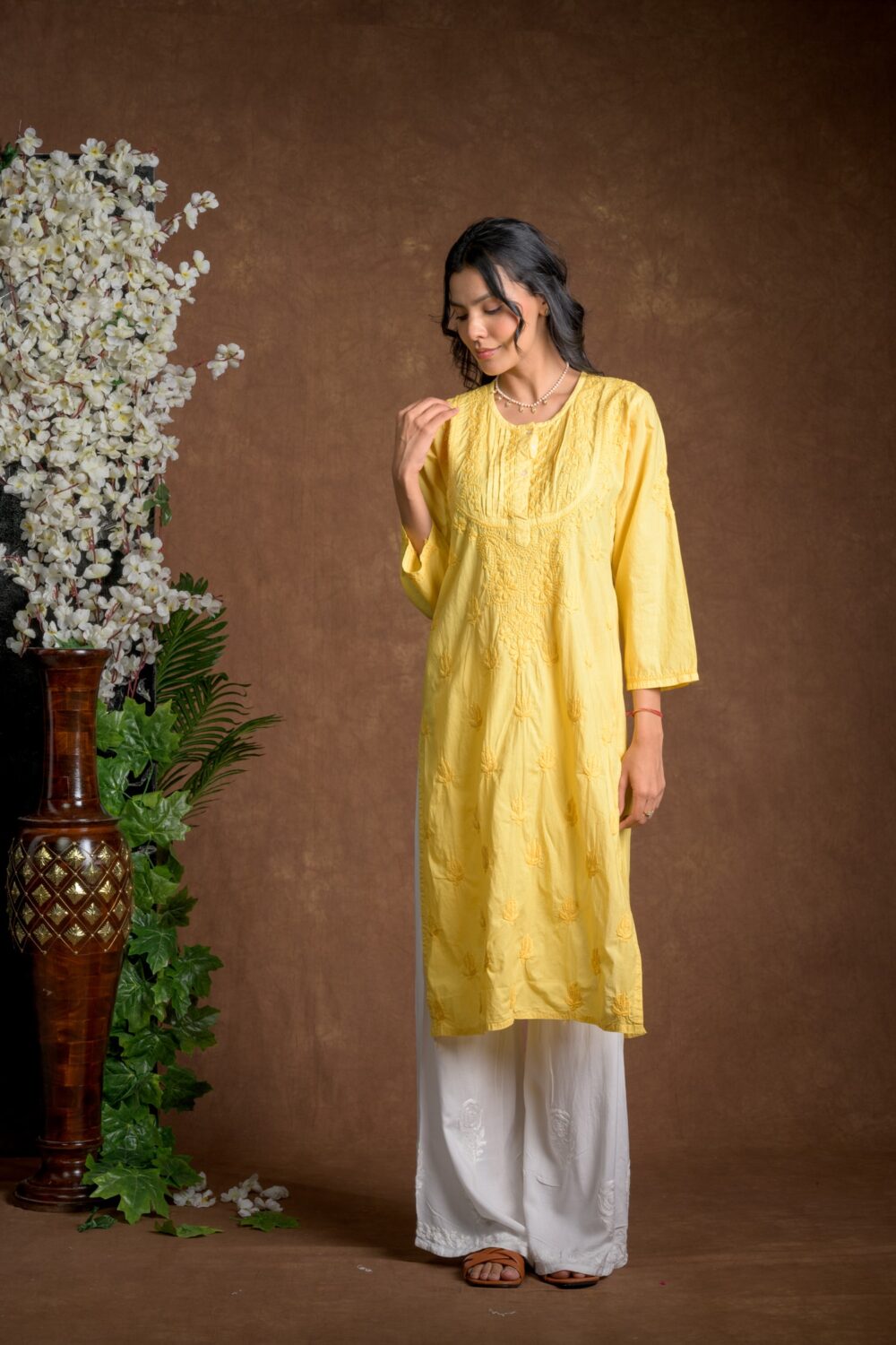 Gurbani Elegance - Yellow Long Cotton Kurti