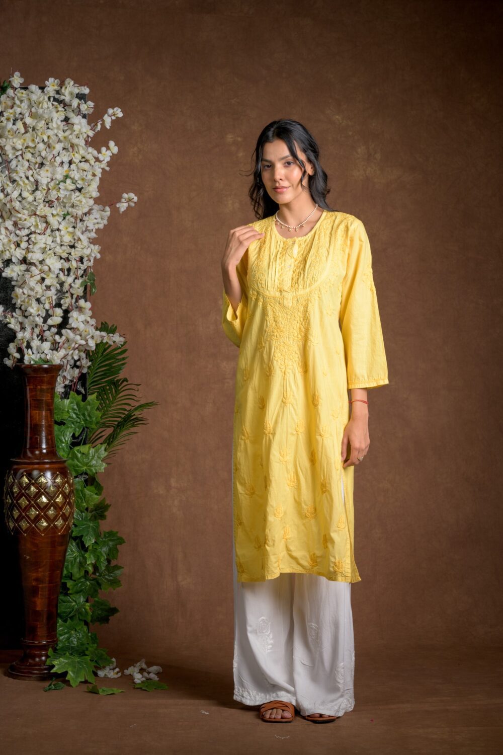 Gurbani Elegance - Yellow Long Cotton Kurti