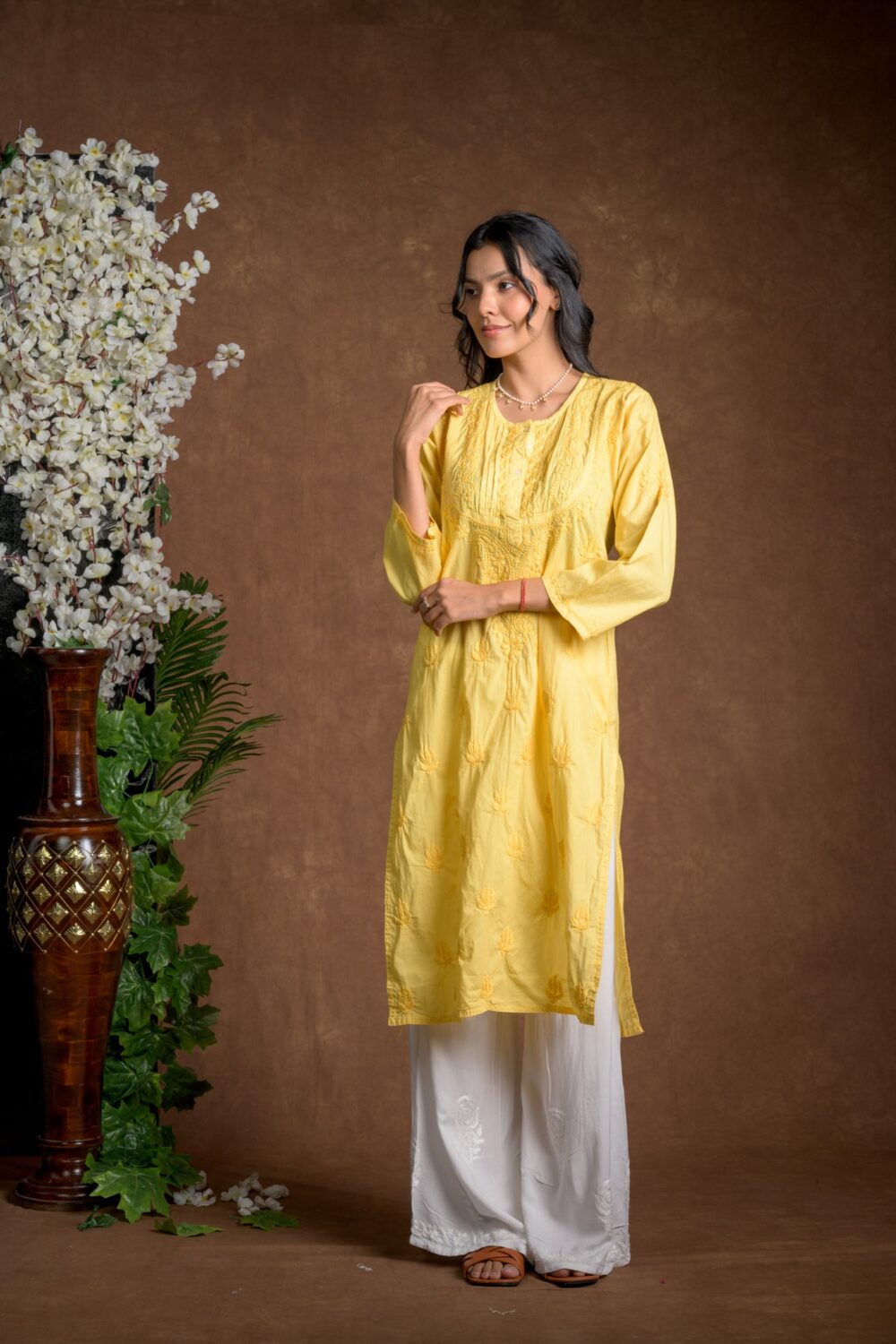 Gurbani Elegance - Yellow Long Cotton Kurti