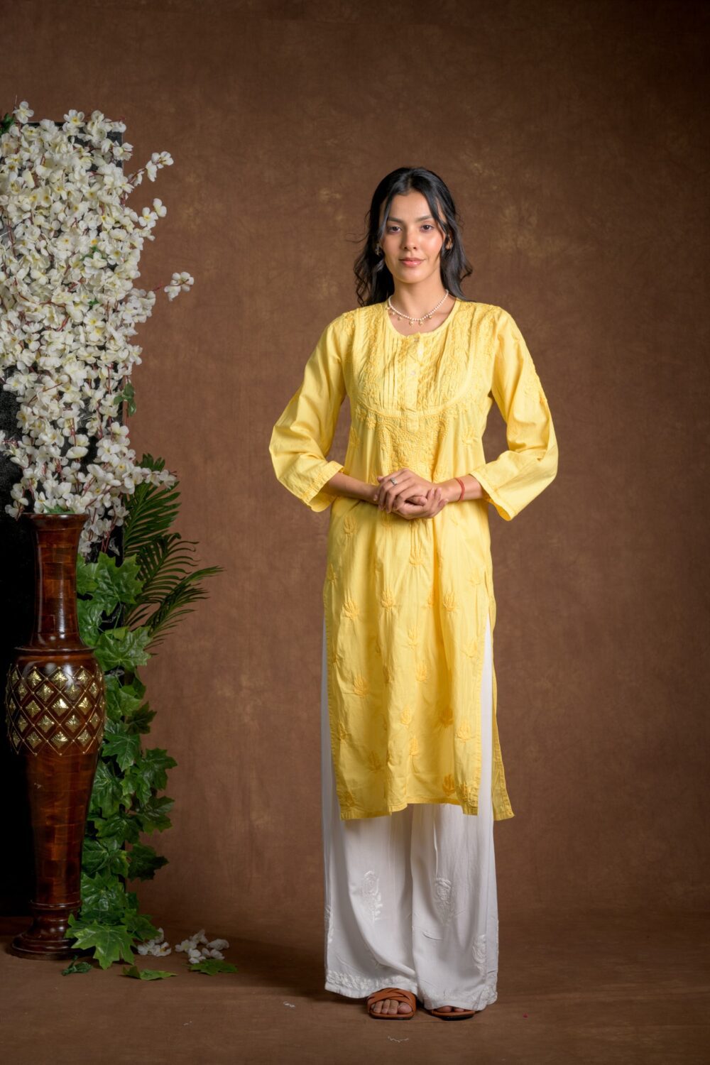 Gurbani Elegance - Yellow Long Cotton Kurti