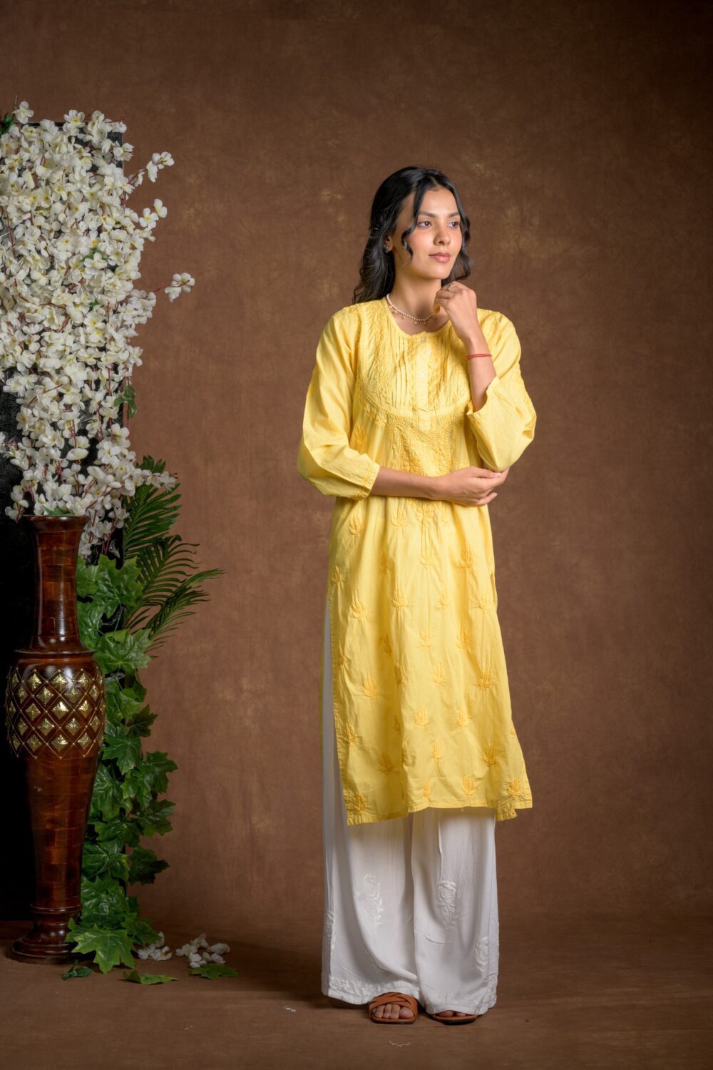 Gurbani Elegance - Yellow Long Cotton Kurti