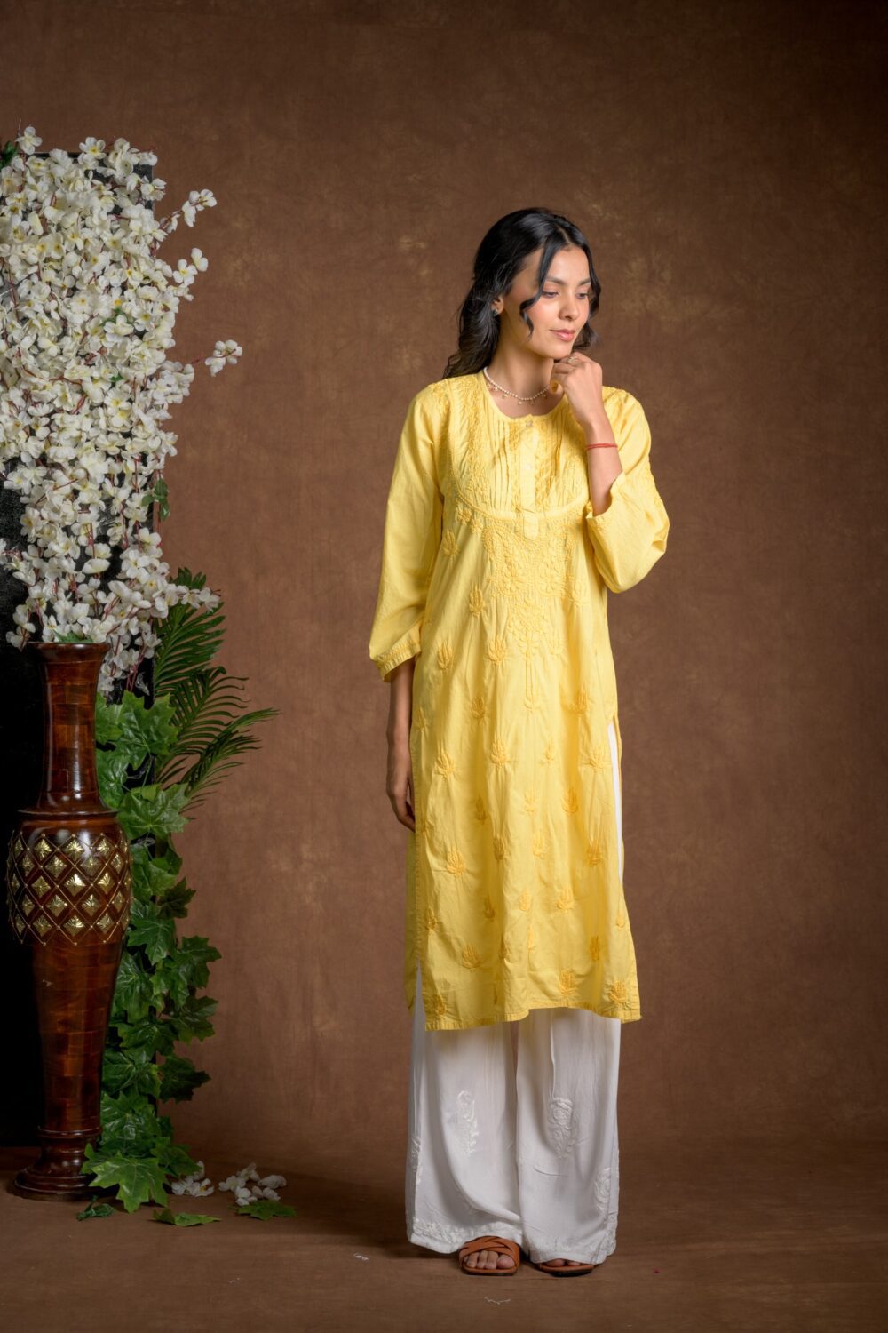 Gurbani Elegance - Yellow Long Cotton Kurti