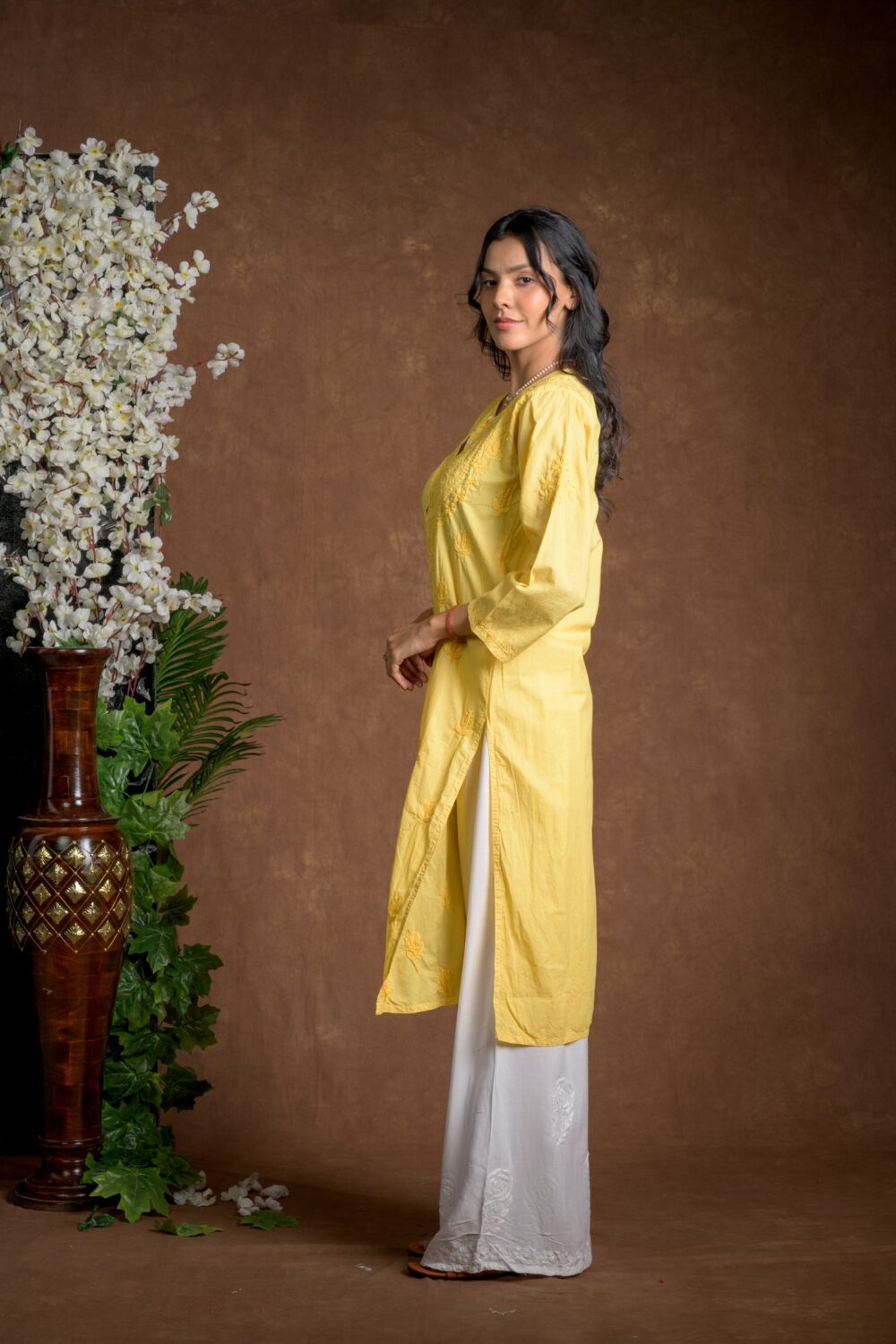 Gurbani Elegance - Yellow Long Cotton Kurti