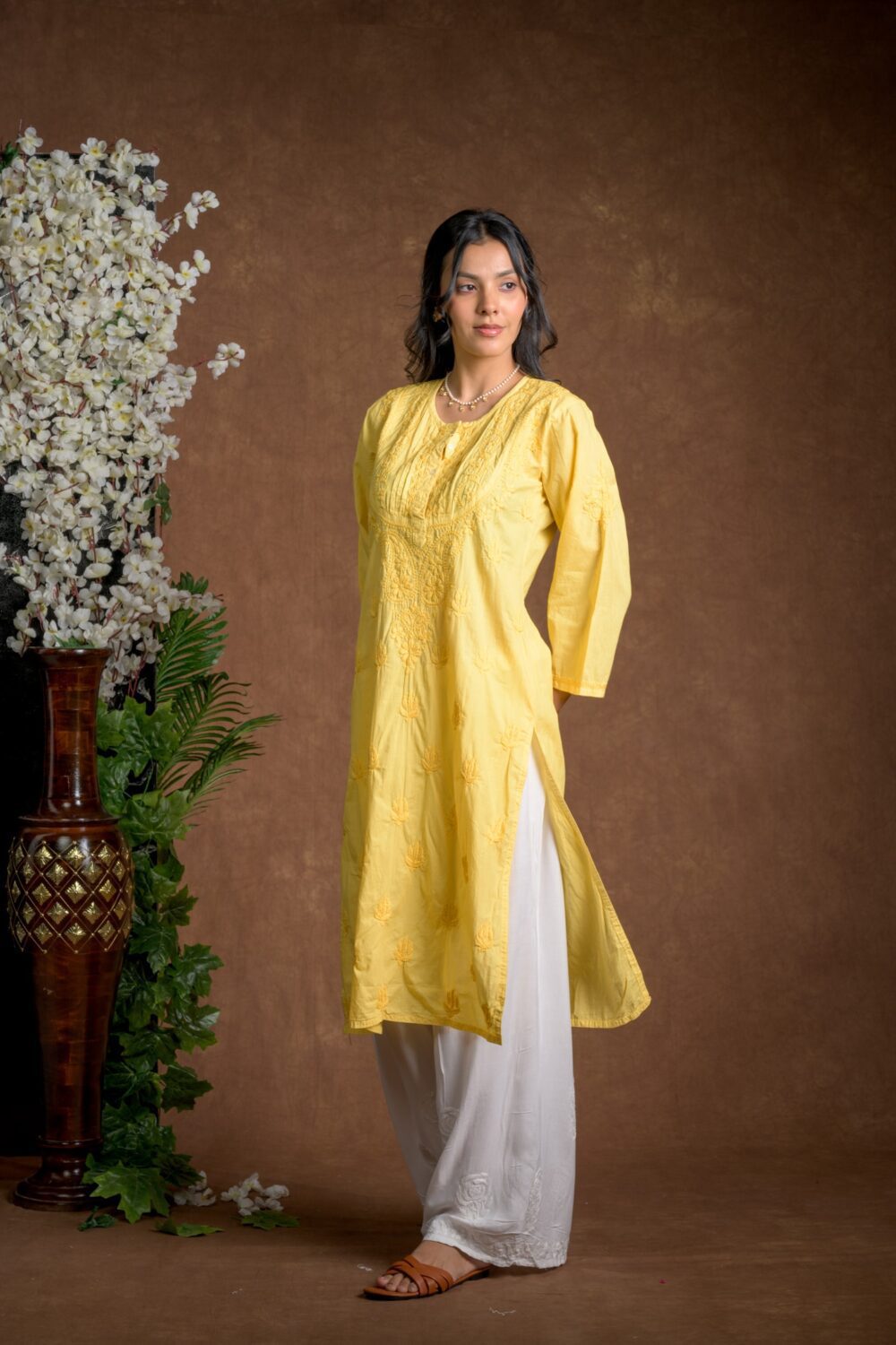 Gurbani Elegance - Yellow Long Cotton Kurti