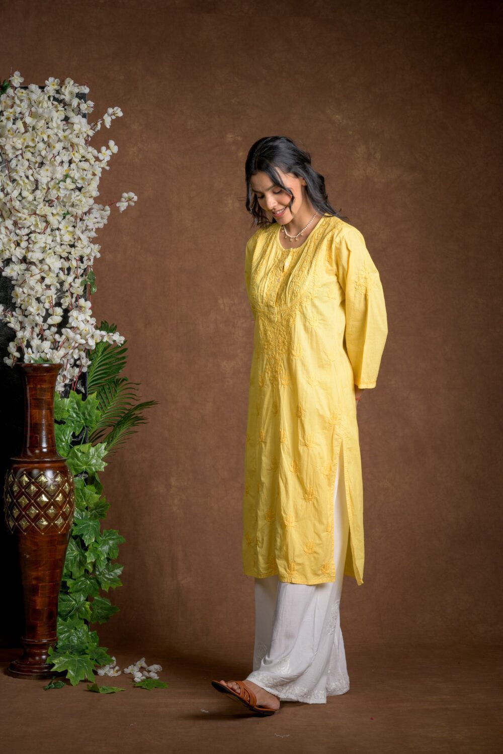 Gurbani Elegance - Yellow Long Cotton Kurti