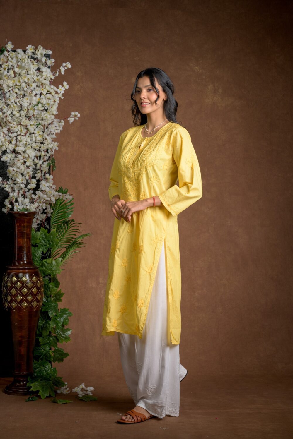 Gurbani Elegance - Yellow Long Cotton Kurti