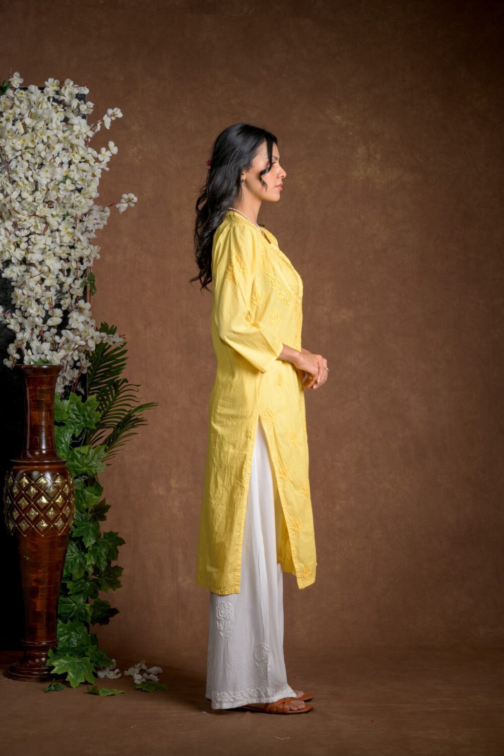 Gurbani Elegance - Yellow Long Cotton Kurti