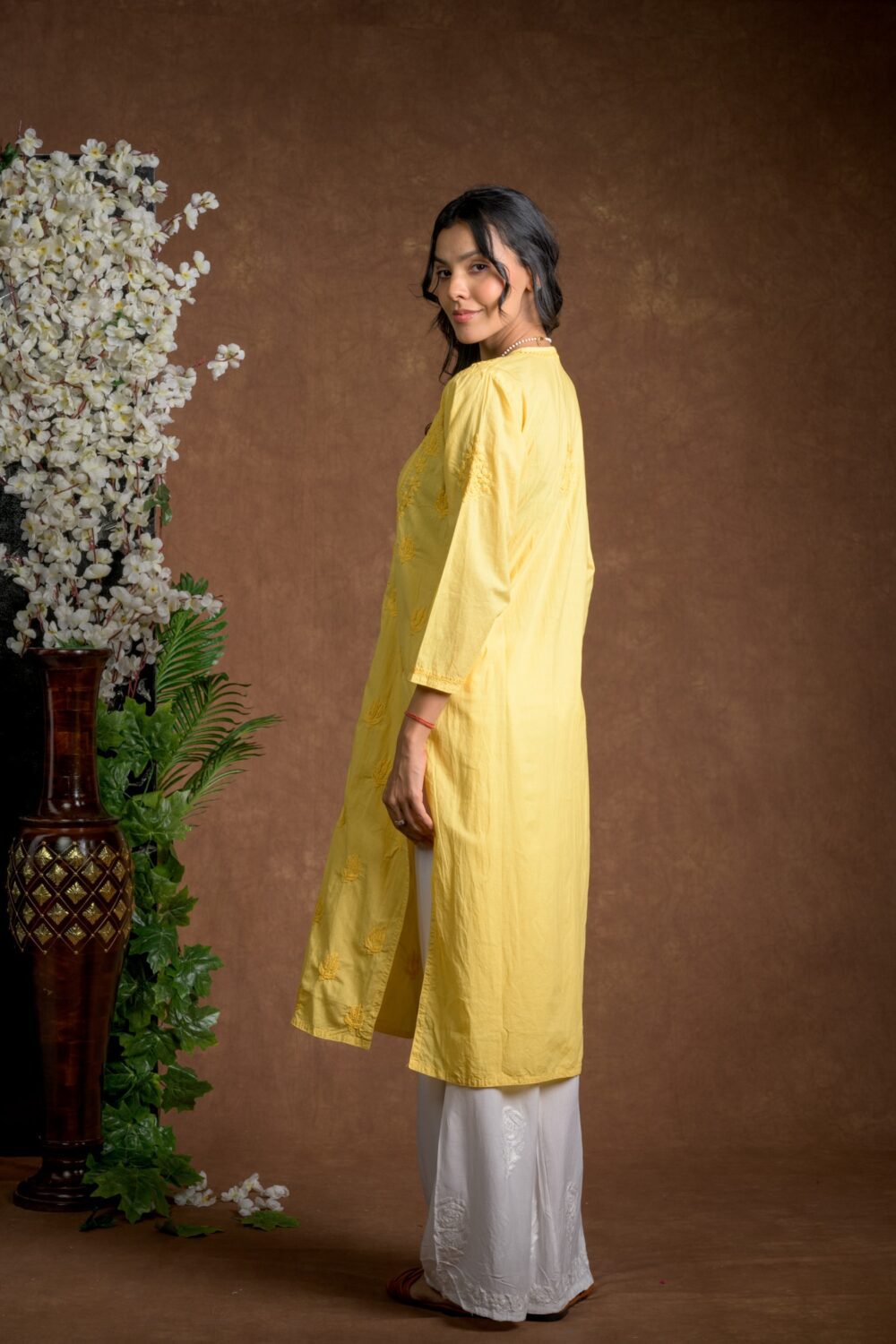 Gurbani Elegance - Yellow Long Cotton Kurti