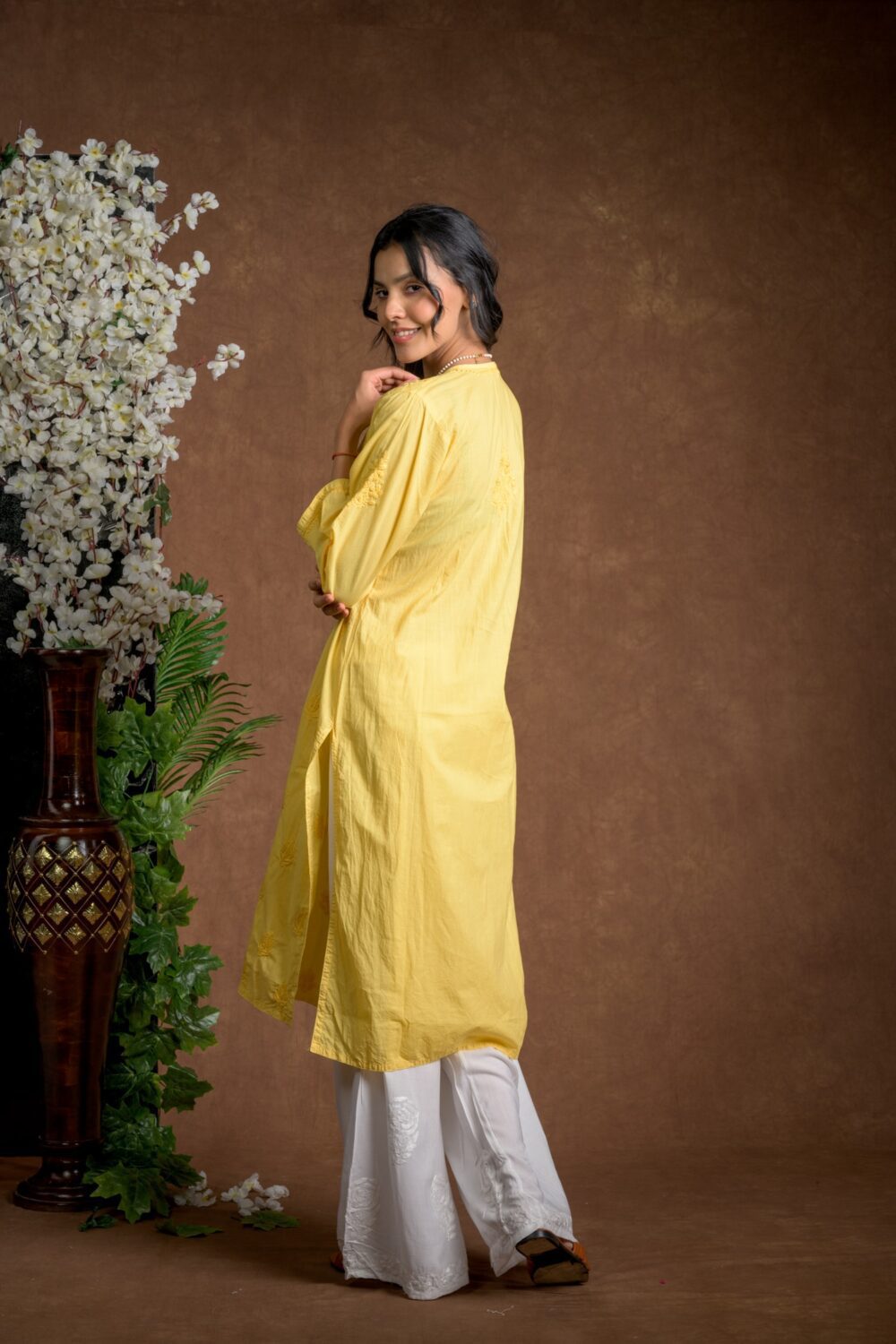 Gurbani Elegance - Yellow Long Cotton Kurti