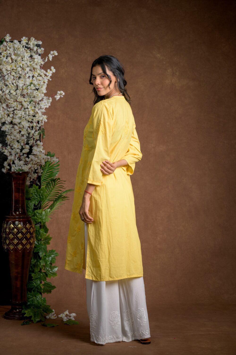 Gurbani Elegance - Yellow Long Cotton Kurti