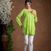 Gurbani Grace - Mull Cotton Lace Solid Women Kurti