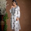 Gurbani Noir - Black and White Cotton Kurti for Women's