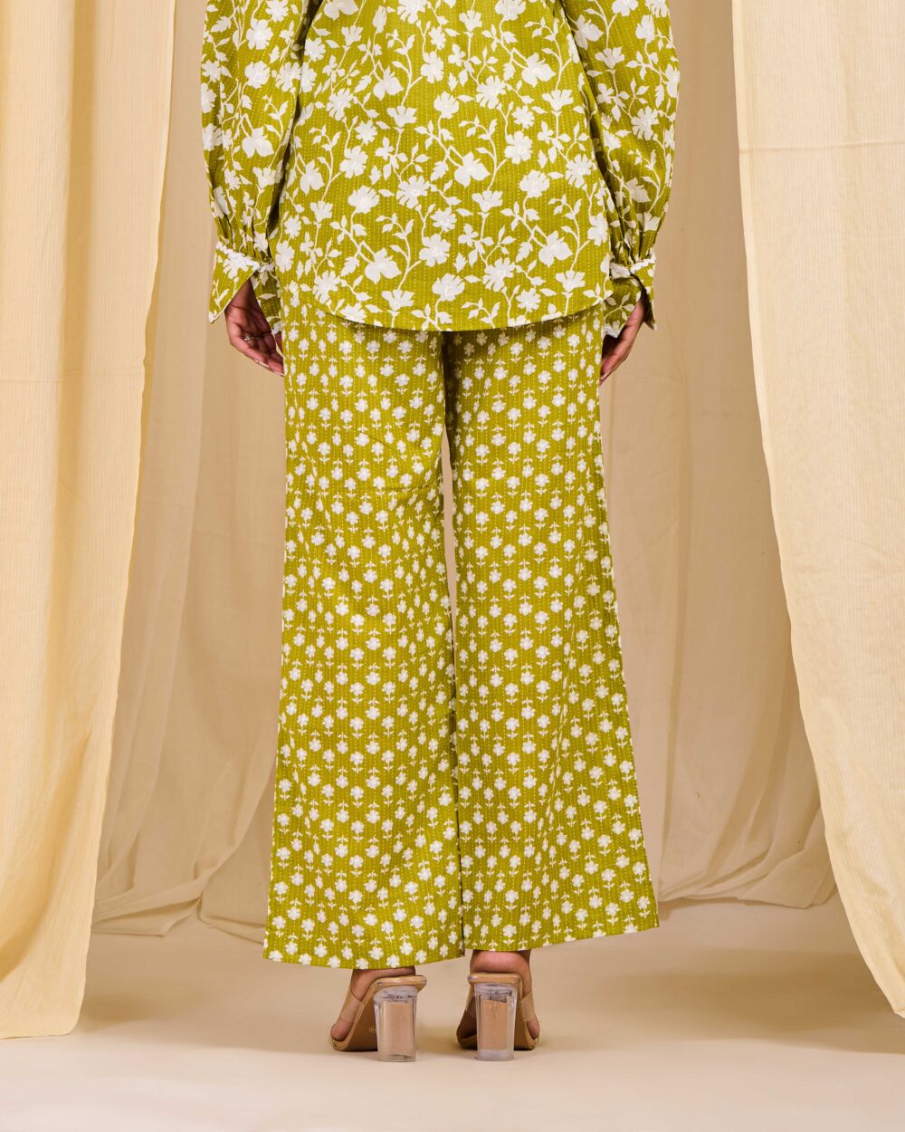 White Trim Floral Pants